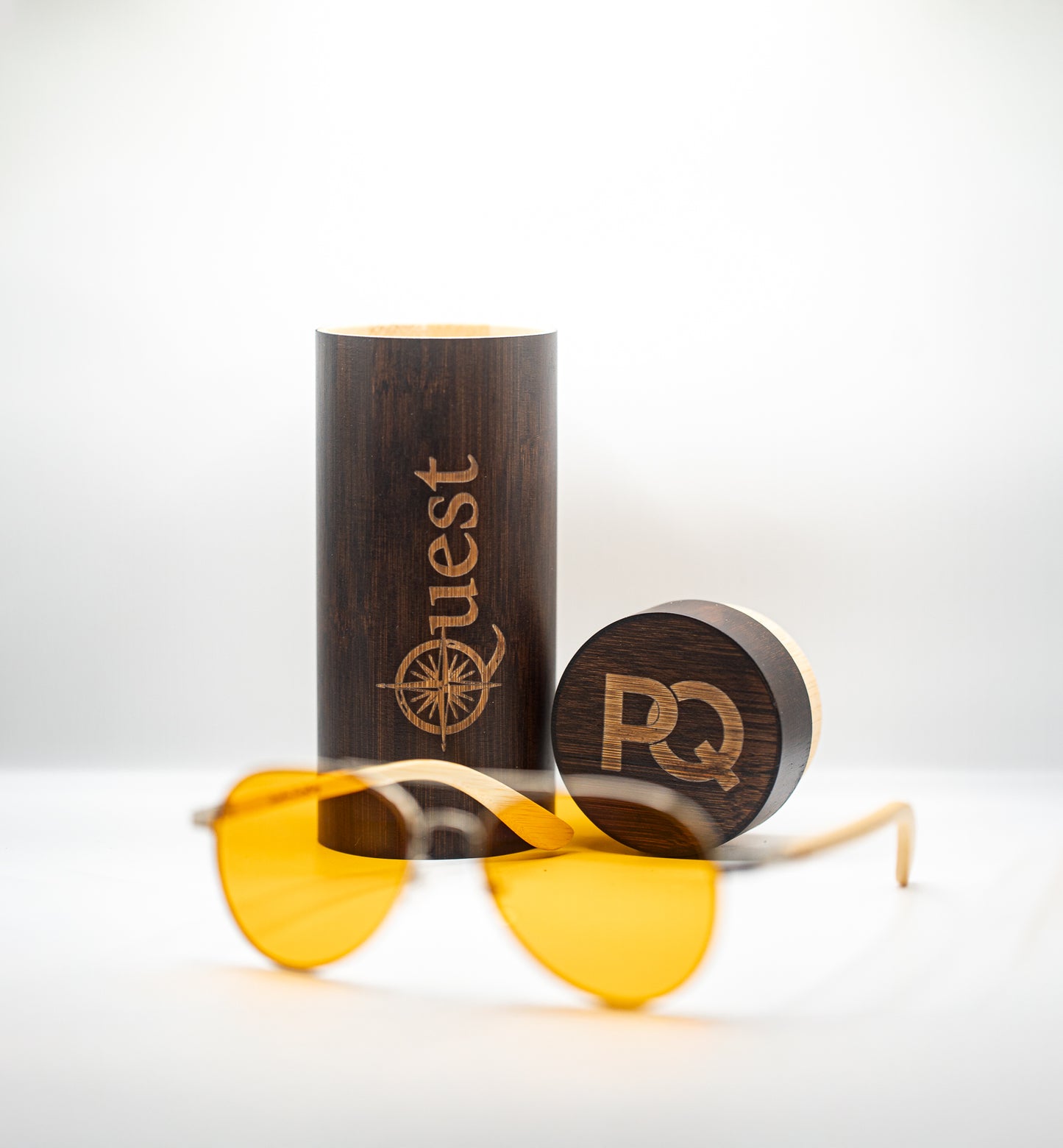 PQ Orange-Tinted Blue Light Blocker Glasses – Premium Wooden Case Included