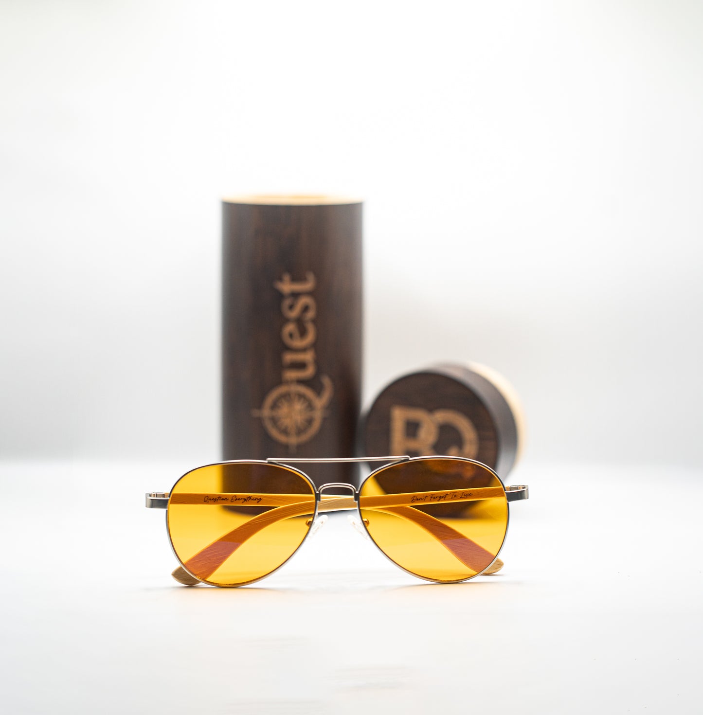 PQ Orange-Tinted Blue Light Blocker Glasses – Premium Wooden Case Included