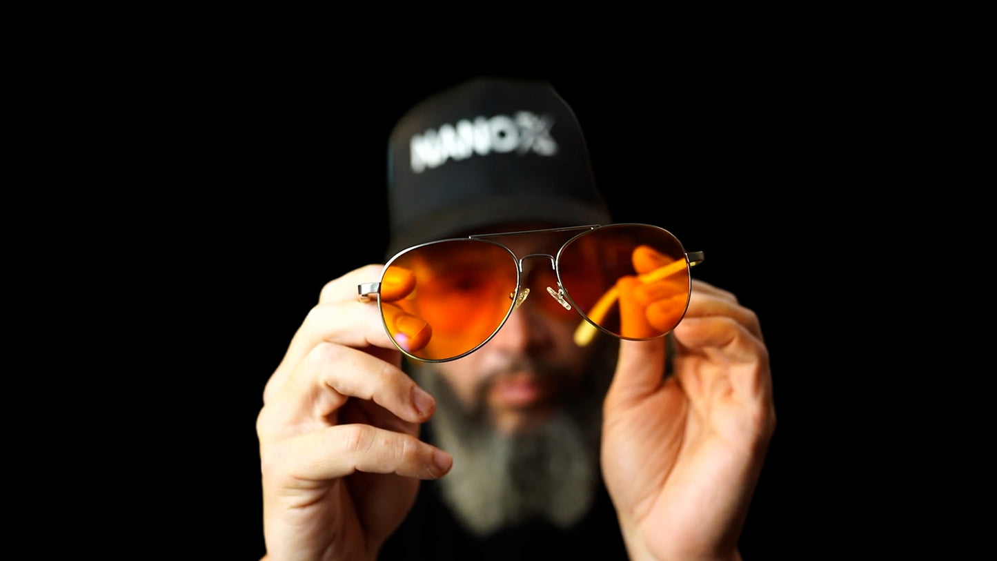 PQ Orange-Tinted Blue Light Blocker Glasses – Premium Wooden Case Included
